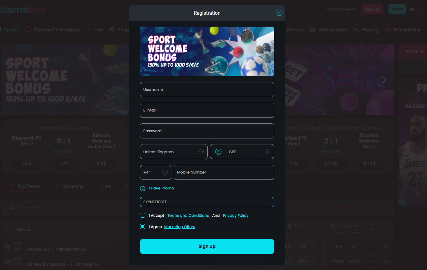 Cosmobet Promo Code